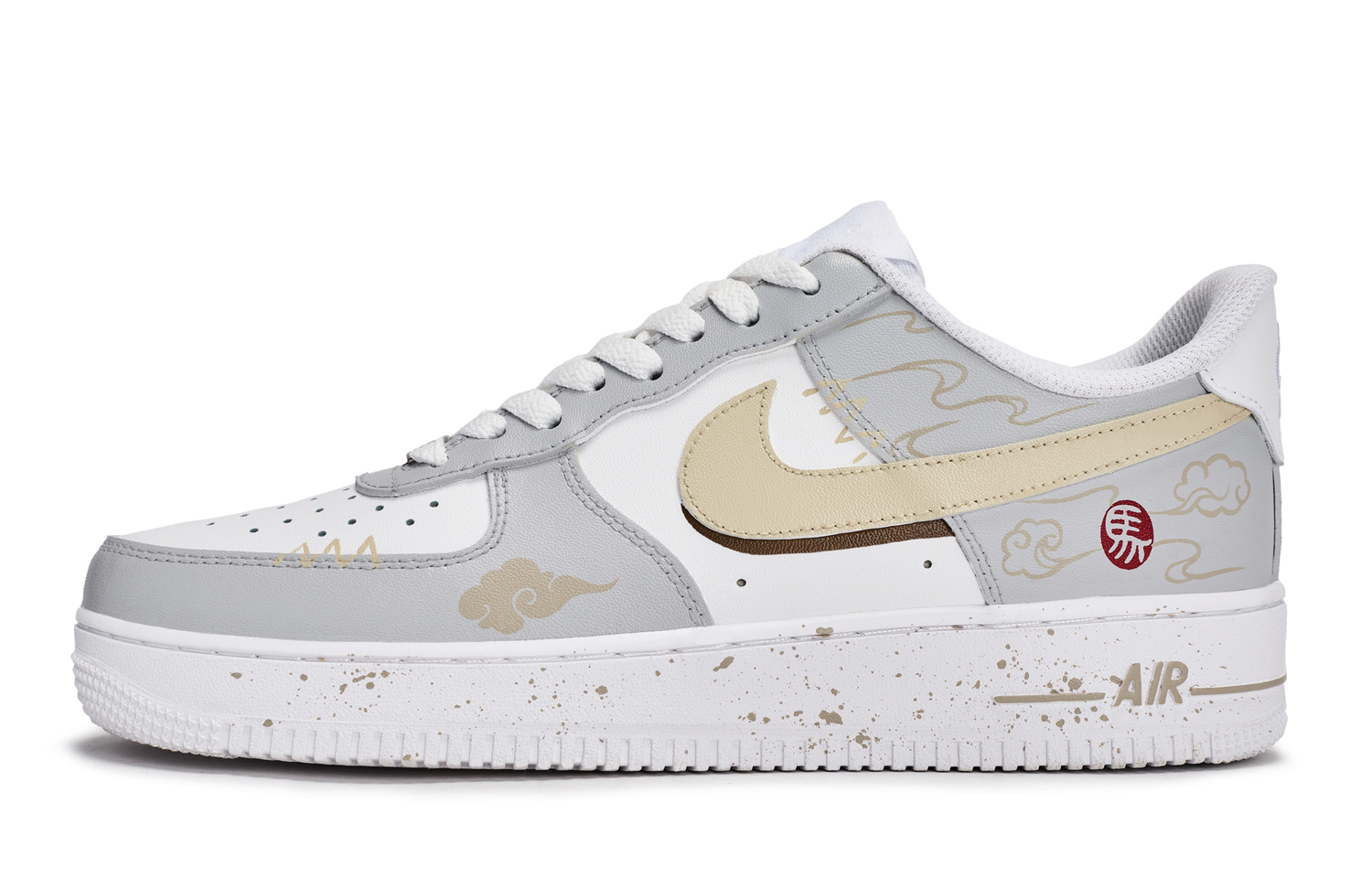 

Air Force 1 Immediate Success Slip Resistant Cushioning Abrasion Resistant Low top детские скейтборд-кроссовки Nike, экрю серый коричневый