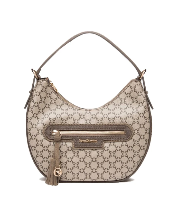 

Итальянская сумка-хобо, качественный стиль. Nerogiardini, бежевый