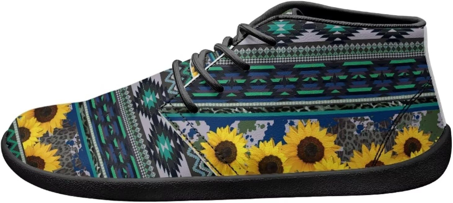 

Мужские модные ботинки Forchrinse с принтом серой собаки и сердцем, средние по высоте, для прогулок, водонепроницаемые, повседневные ботинки на шнуровке, чукка, Western Indian Aztec Sunflower