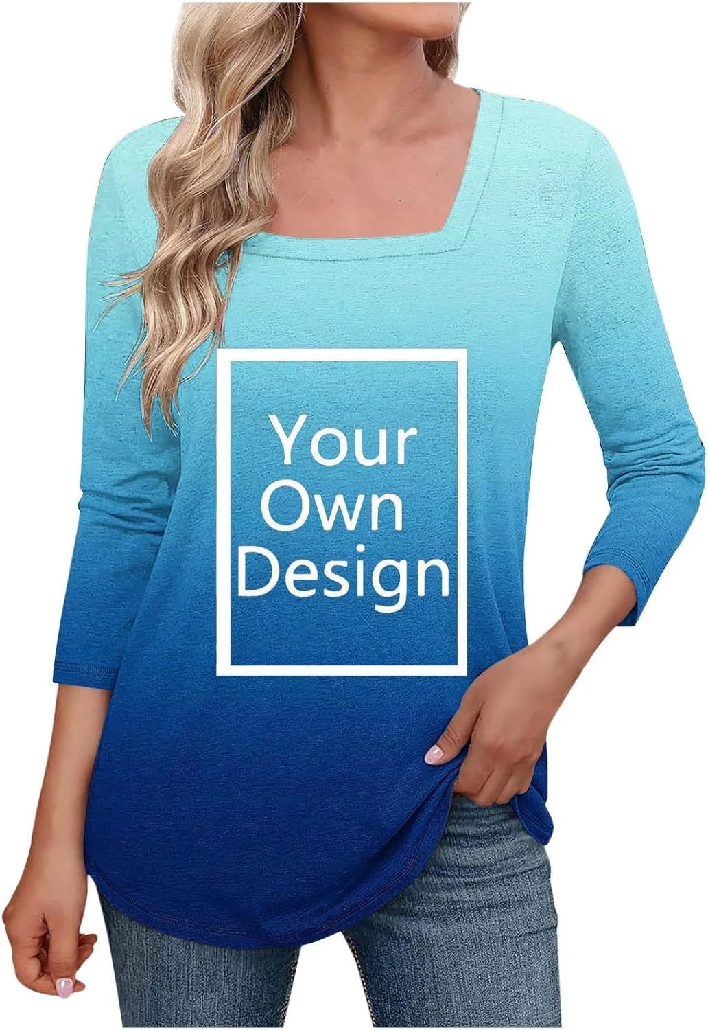 

Футболка с 3/4 рукавом и квадратным вырезом Floleo