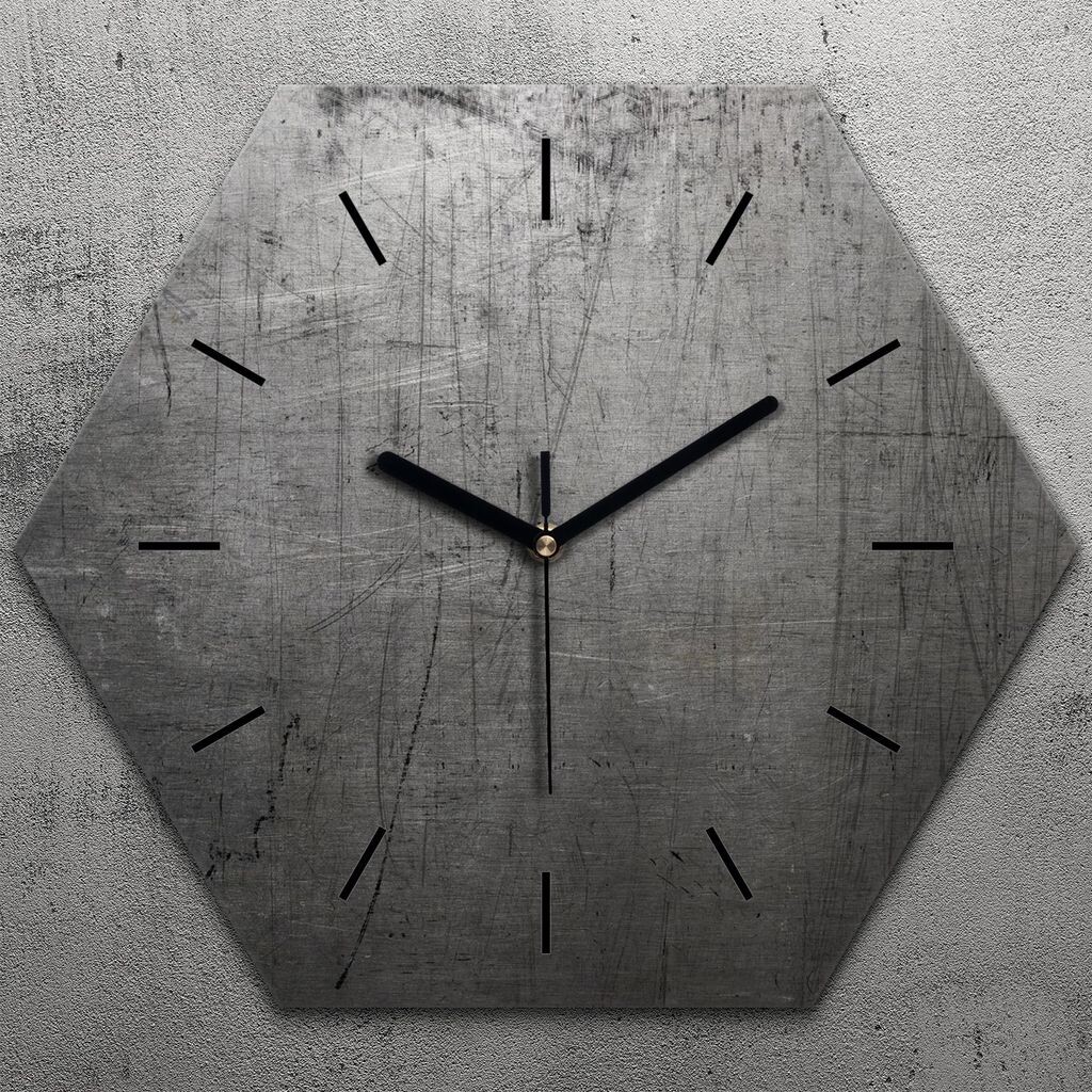 

Часы шестиугольные 40 см, стекло, бесшумные черные стрелки - металлические стальные мотивы TastyPrints, коричневый