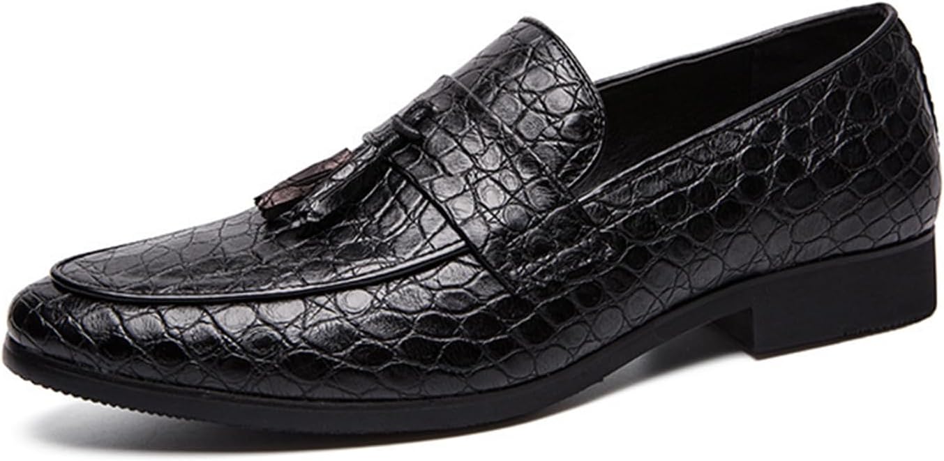 

Мужские лоферы Zeberfi с узором, кожаные, без шнурков, с кисточками, модные, с заостренным носком, низкие, противоскользящие, роскошные, деловые, формальные туфли, черный