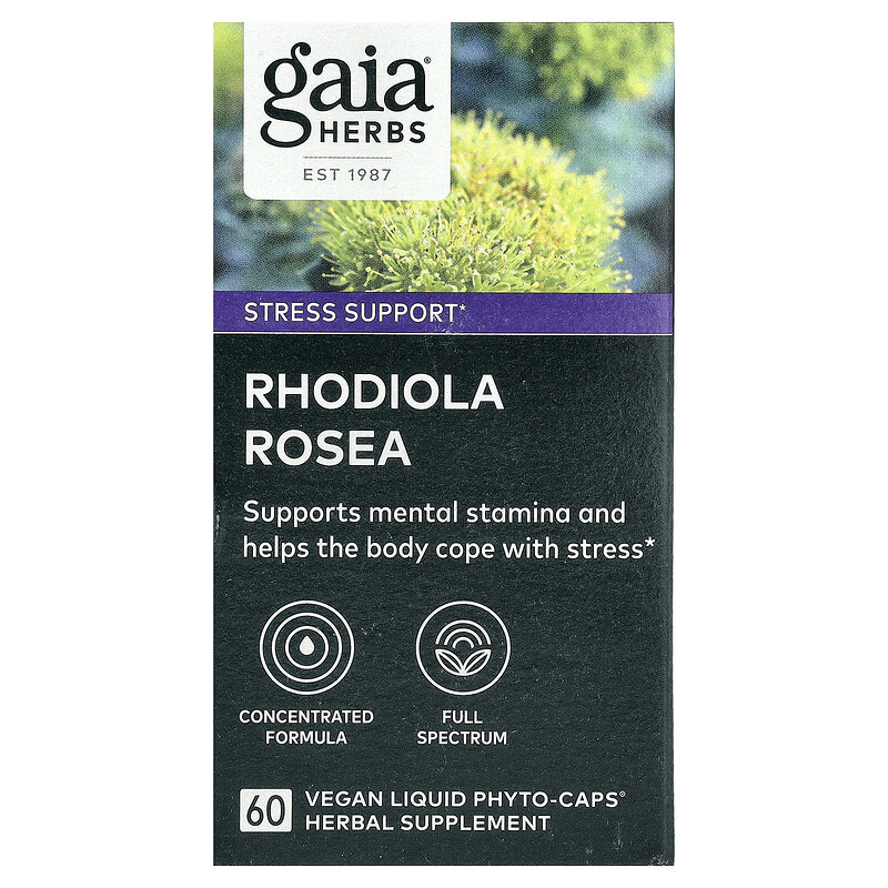 

Gaia Herbs, Родиола розовая, 120 мг, 60 веганских жидких фито-капсул