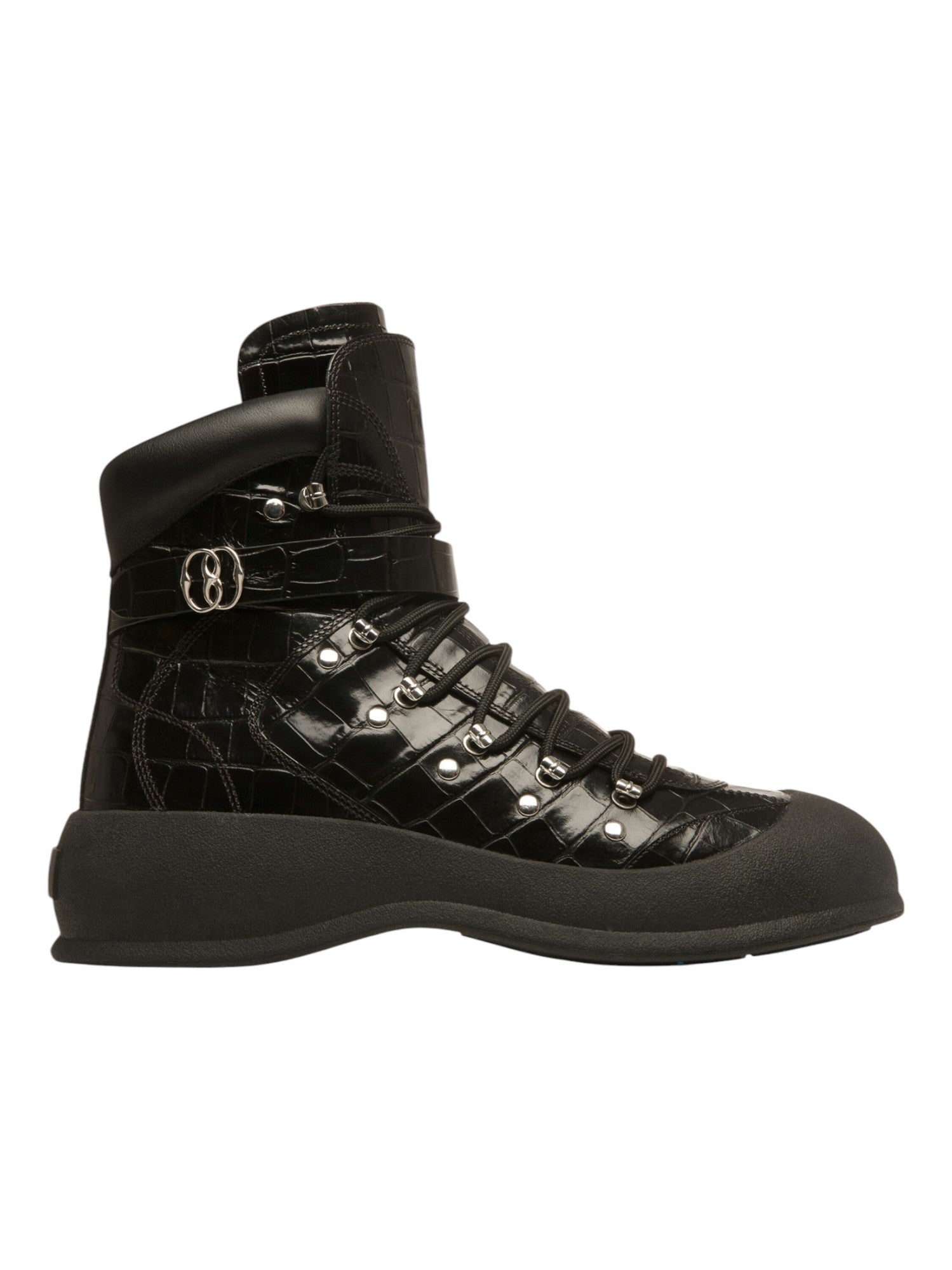 

Bally Clyff 6304656 Мужские черные кожаные ботинки с тиснением под крокодила