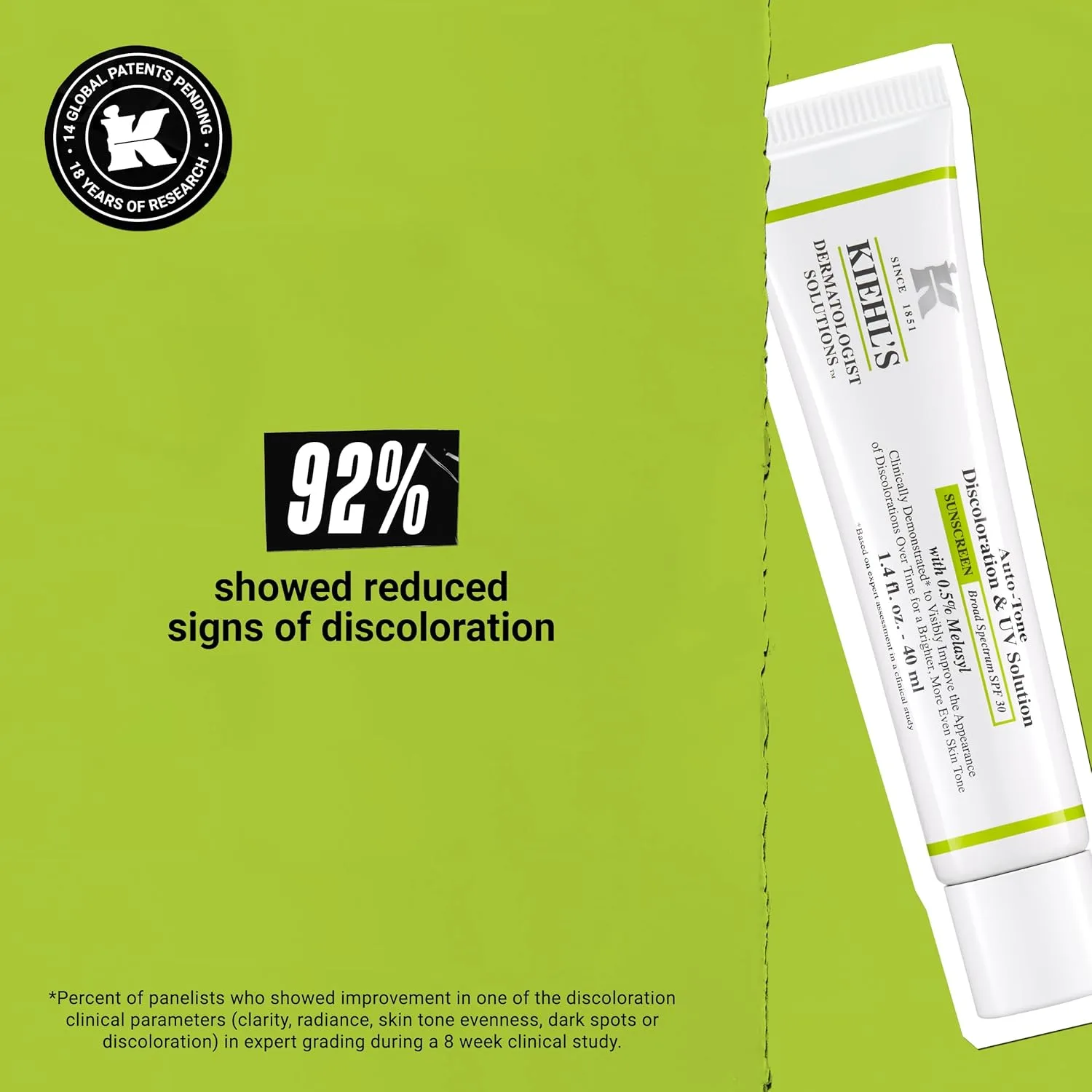 Сыворотка-корректор цвета Kiehl's Auto-Tone Discoloration & UV Solution с SPF 30, уменьшающая пигментные пятна и защищающая от УФ-излучения, придает коже сияние. — фото 4