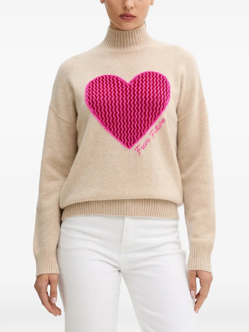 

Свитер с высоким воротом и сердечным узором From Future, нейтральный