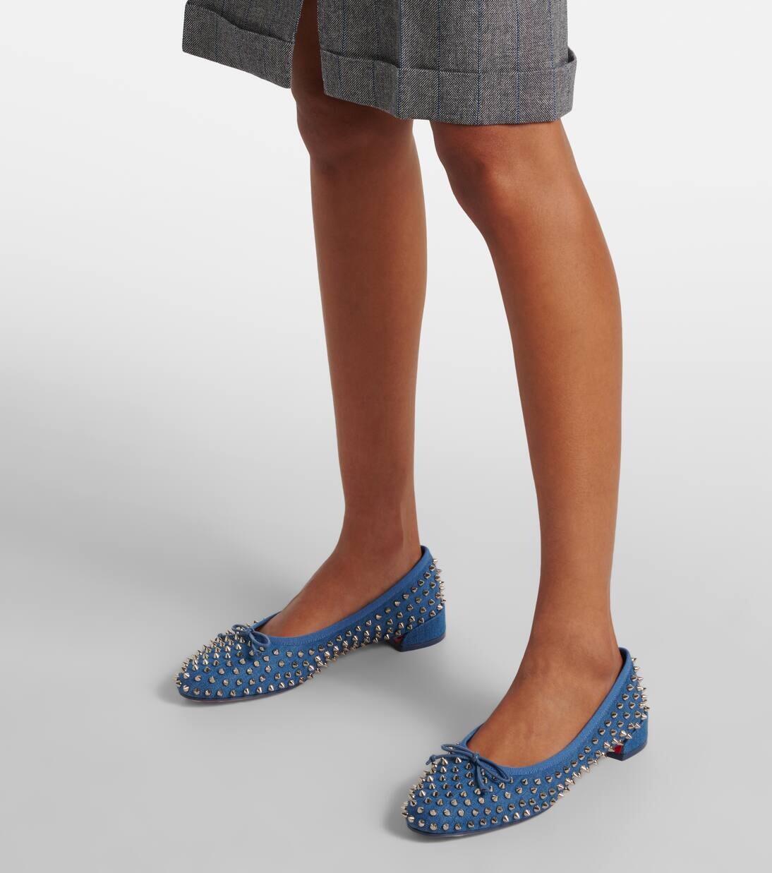 Джинсовые балетки Sweetie Jane Spikes Christian Louboutin, цвет blue/sv/lin jeans — фото 4
