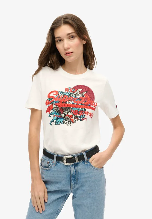 

Футболка с винтажным логотипом токио. Superdry & Co, Winter White, Белый, Футболка с винтажным логотипом токио. Superdry & Co, Winter White