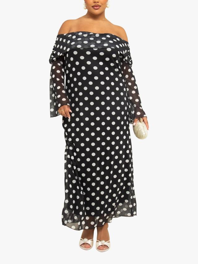 

Платье макси барот в горошек Plus Size FASHION SZN Curve