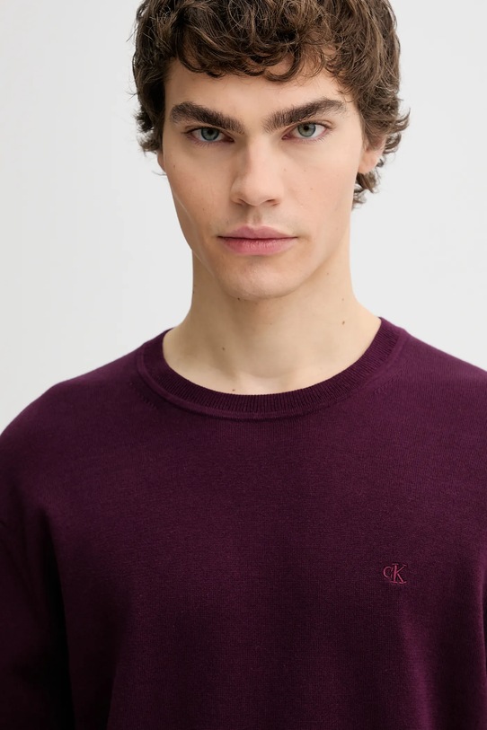 Хлопковый свитер Calvin Klein, бордовый — фото 4