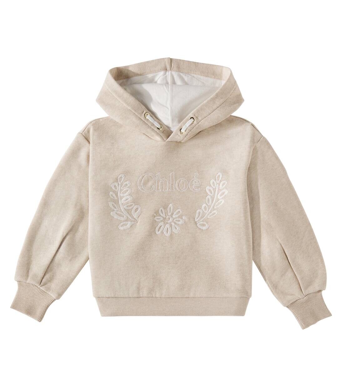 

Хлопковый кардиган с капюшоном Chloé Kids, цвет beige marl