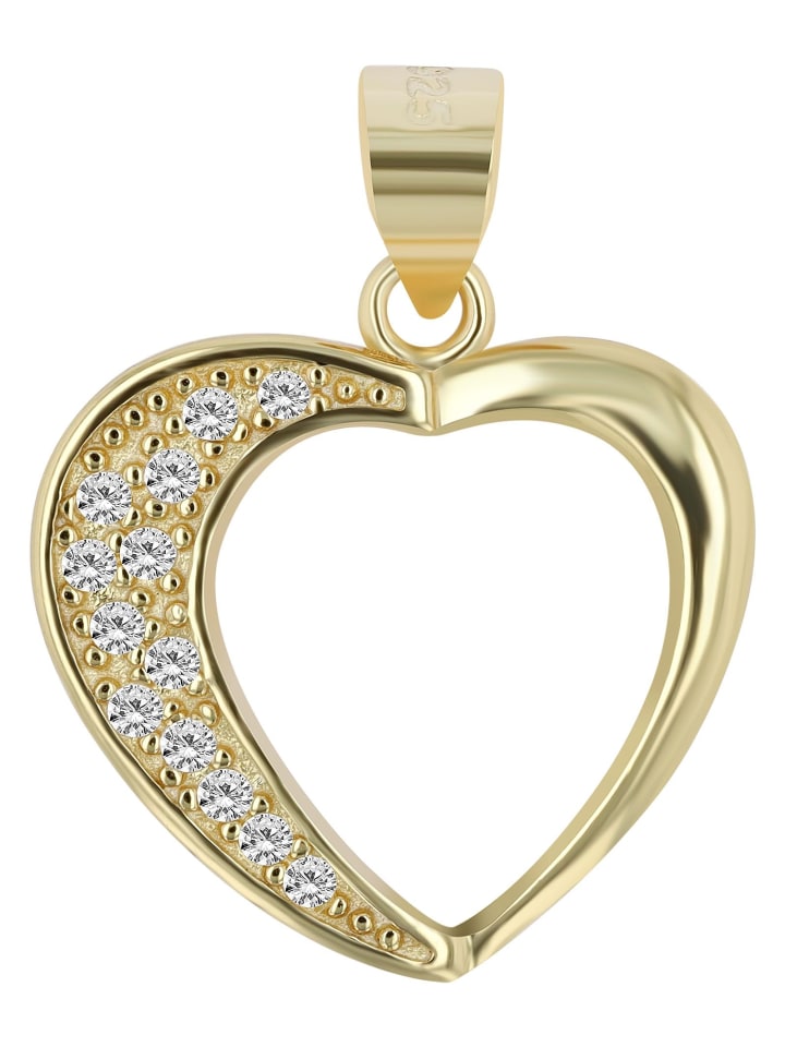 

Adeliás Женский кулон - кулон в форме сердца из серебра 925 пробы с кубическим цирконием в золотой оправе