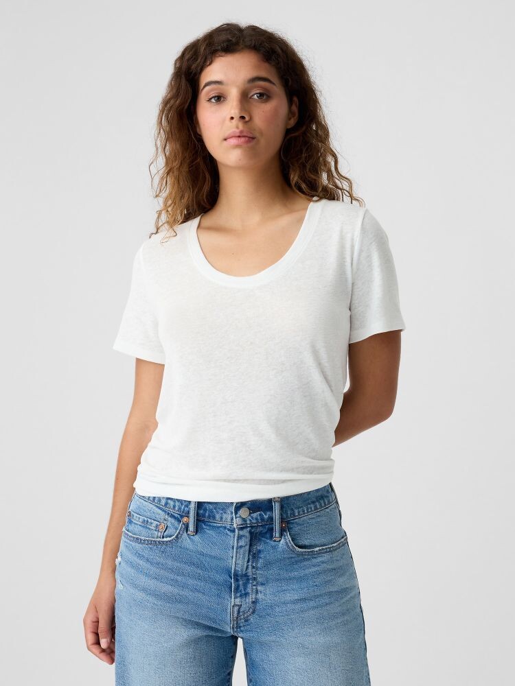 

Укороченная льняная рубашка Gap, белый