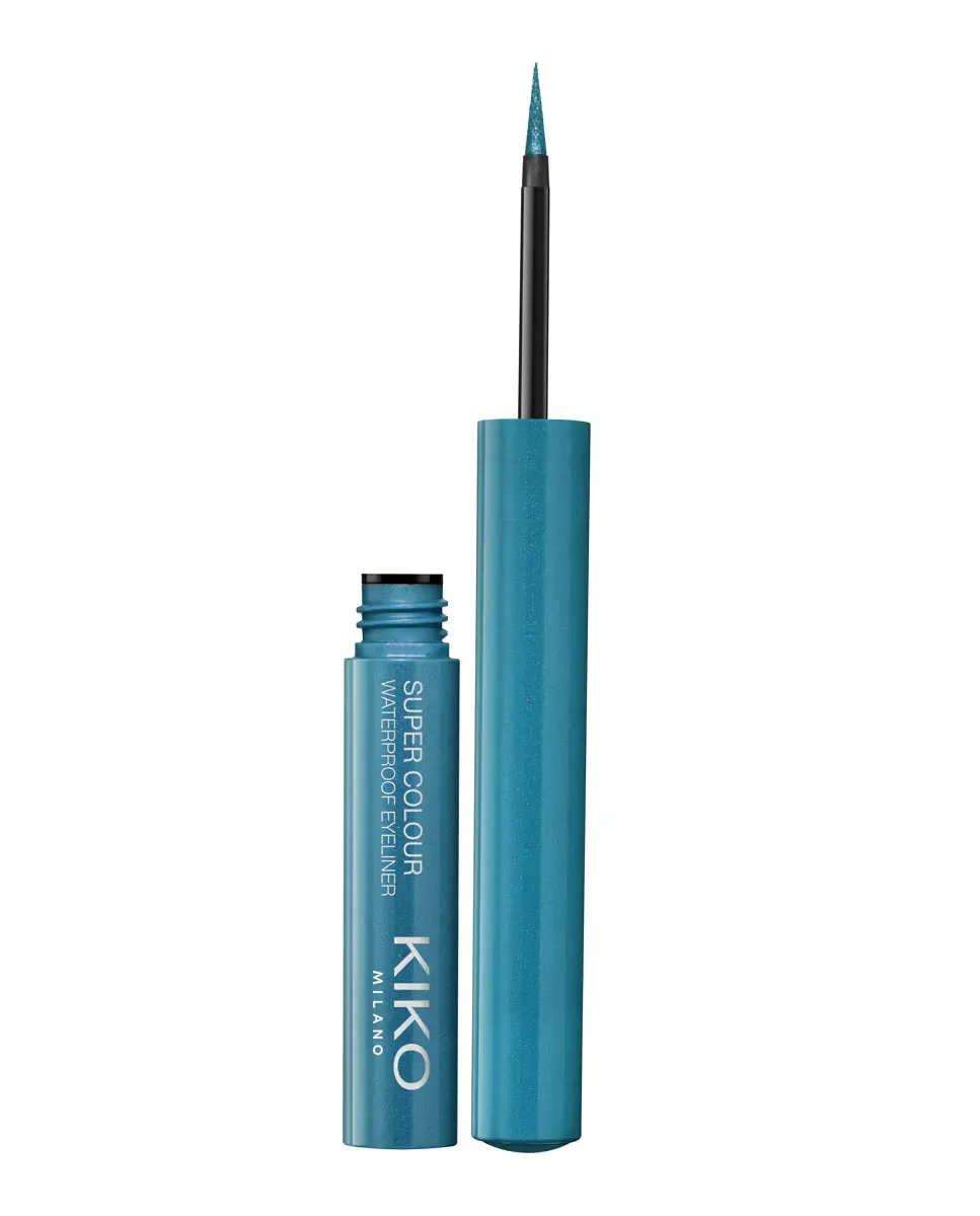 Жидкая подводка для глаз с ультра стойким цветом, водостойкая, Super Colour Waterproof Eyeliner Kiko Milano, 04 Green Teal