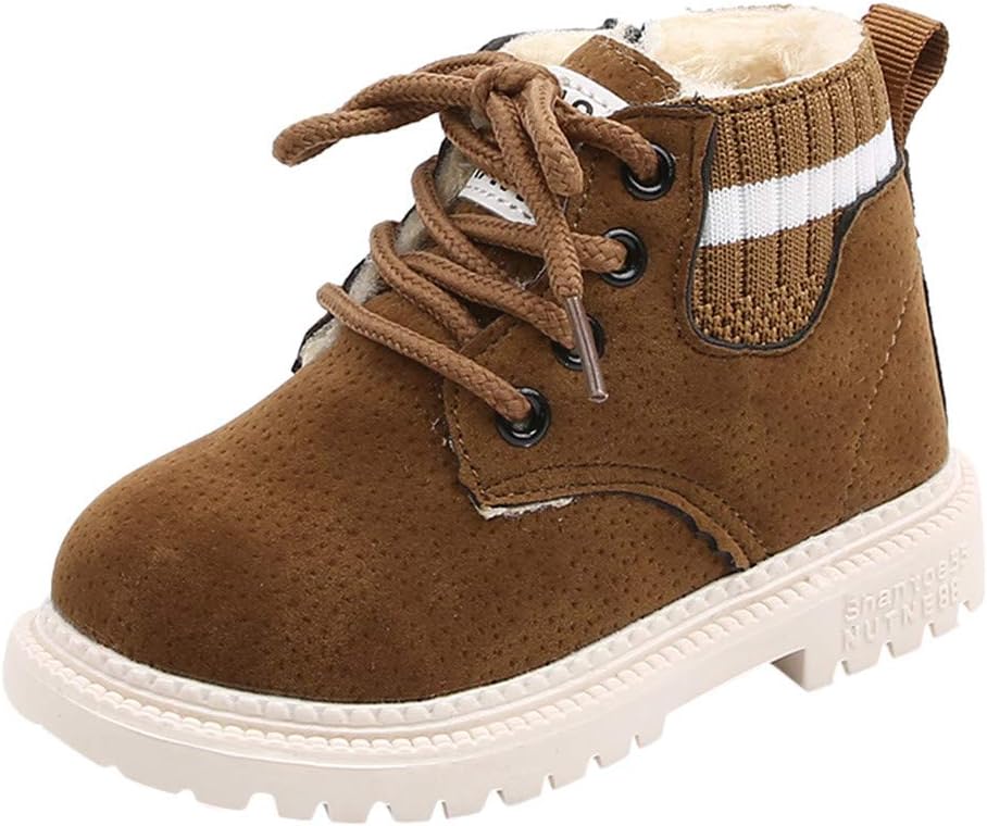 

Детские ботинки для девочек, короткие сандалии с массивным каблуком, на молнии, повседневные ботильоны с искусственным мехом, зимние ботинки для детей JEUROT, Brown