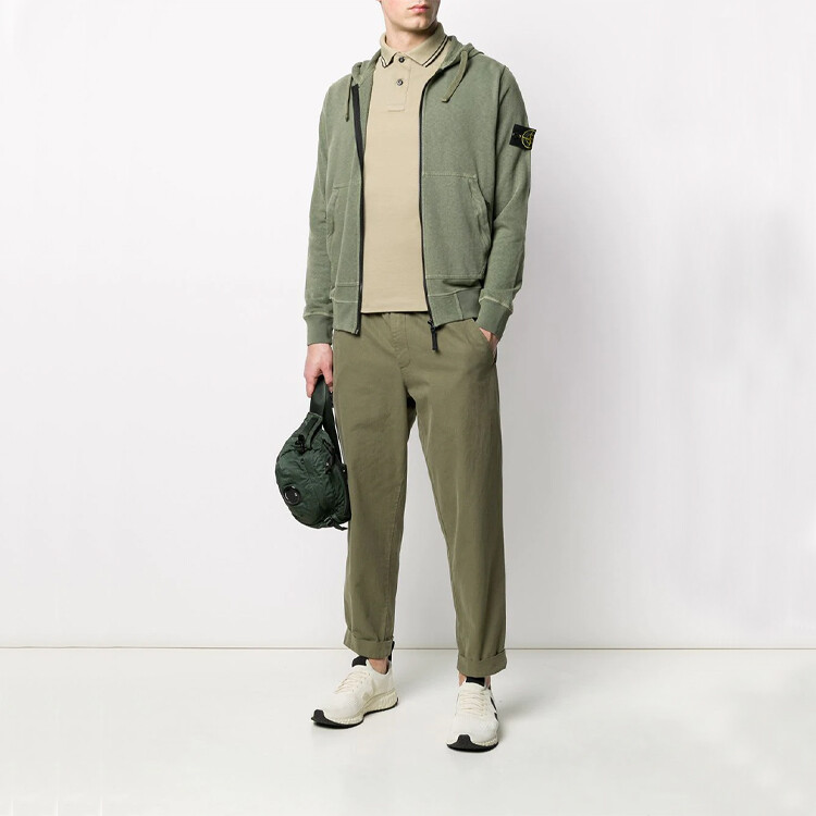 Толстовка мужская Stone Island на молнии, зеленый — фото 2