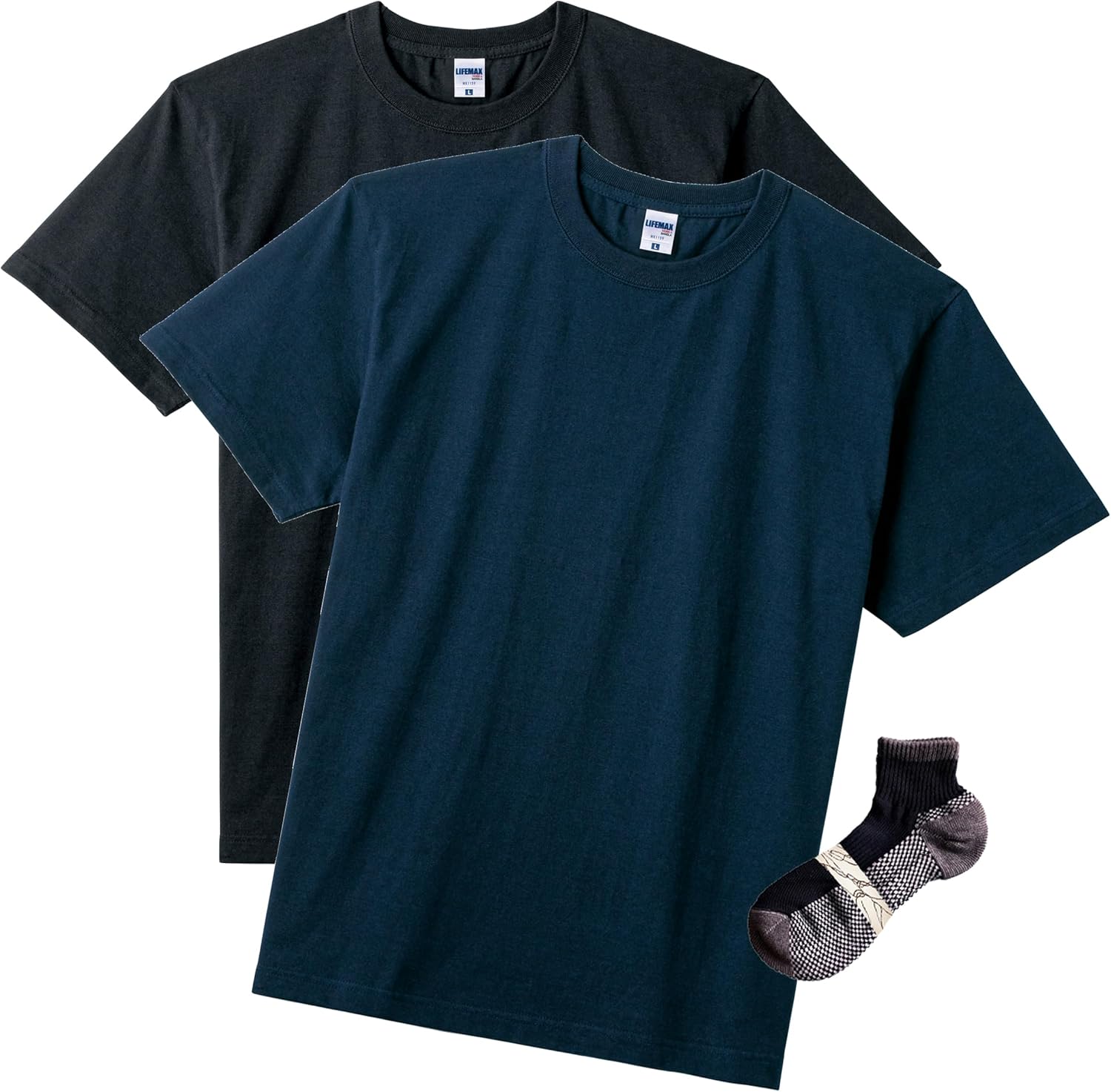 

Хлопковая футболка LifeMax, антибактериальная и отталкивающая запахи, плотность 6,2 унции (обработка Polygiene), темно-синий/черный