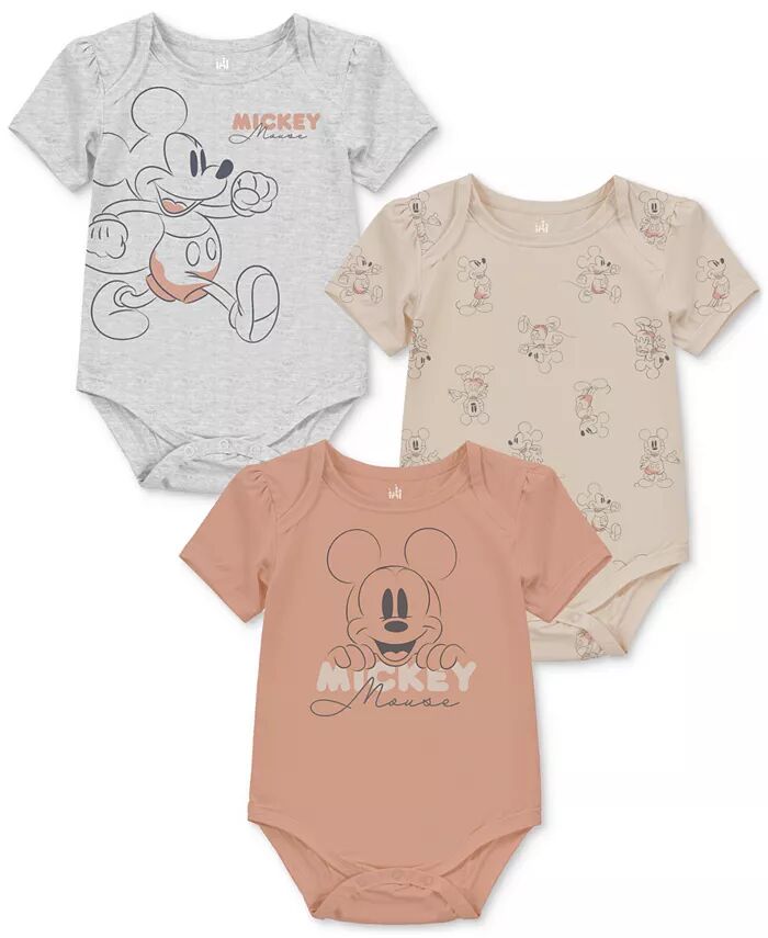 

Боди с короткими рукавами «Микки Маус», 3 шт. в упаковке Disney, серый
