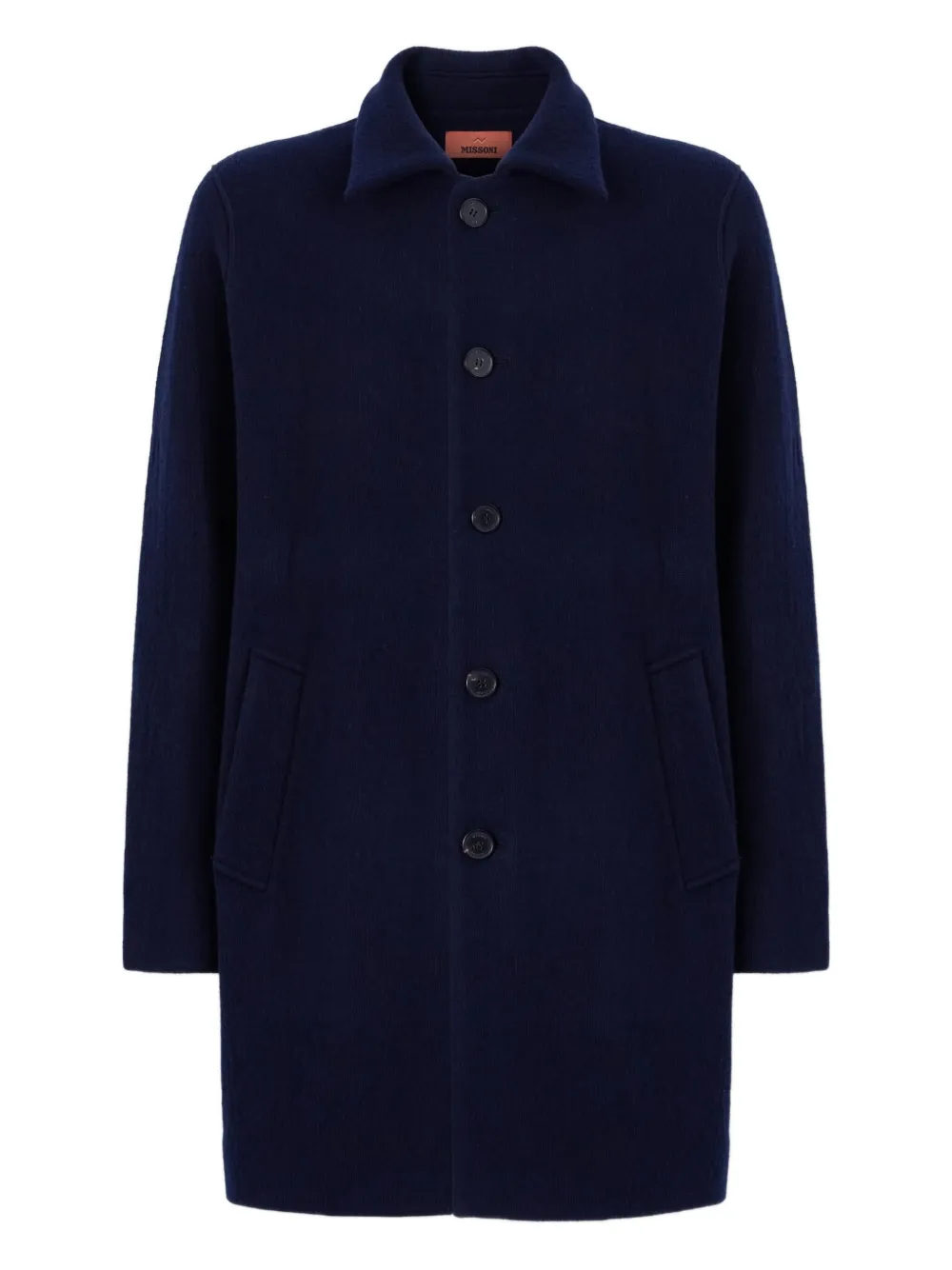 

Шерстяное пальто с узором в елочку Missoni, синий