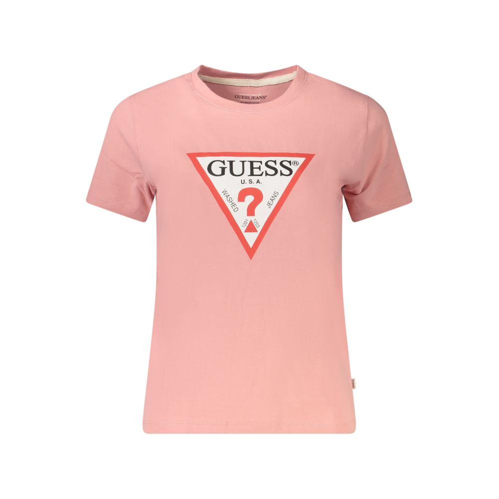 

Розовая хлопковая футболка Guess Shoes, розовый