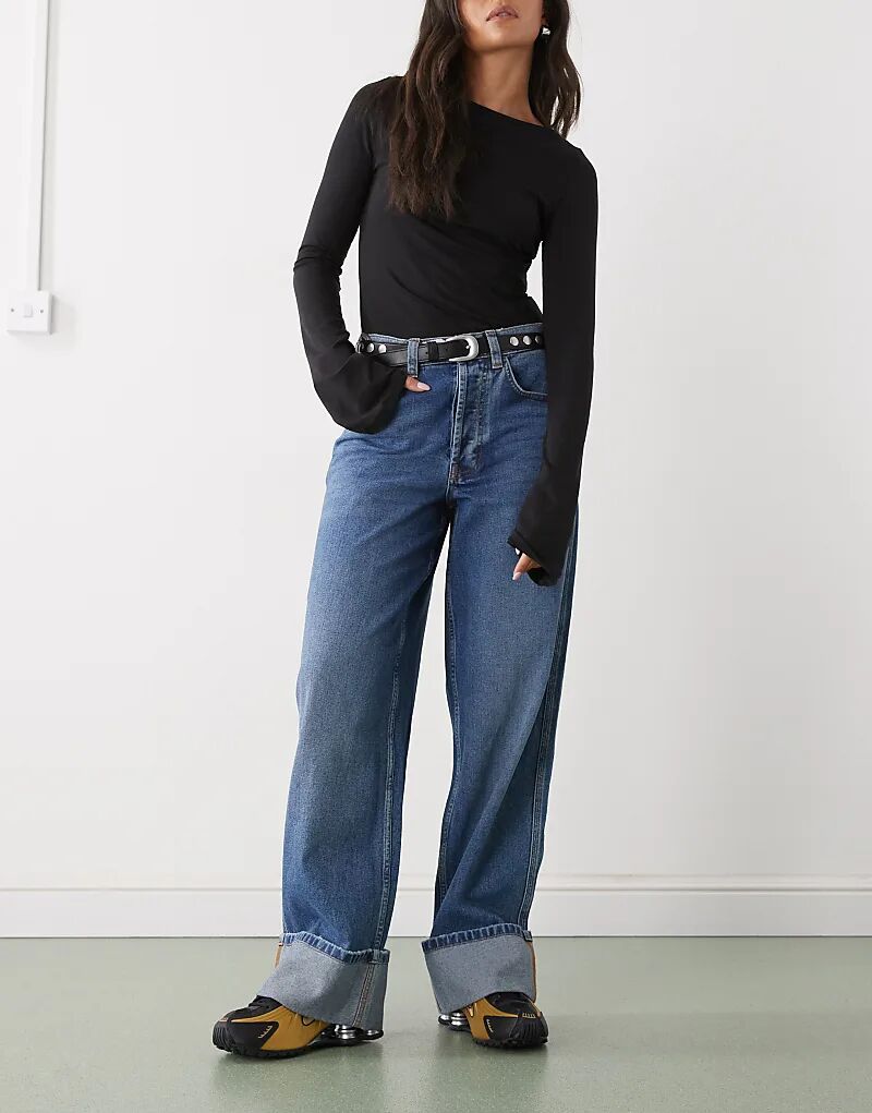 

COLLUSION X002 мешковатые джинсы с защипом сзади и отворотом на подоле, в среднем состоянии