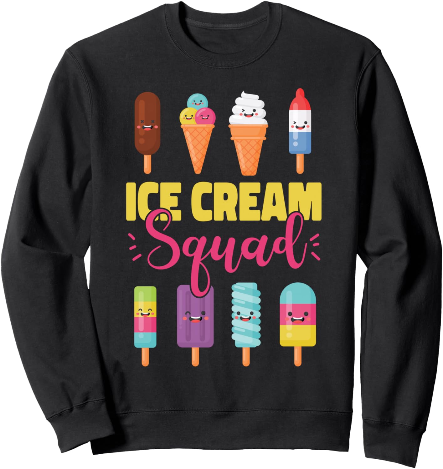 

Толстовка с надписью Команда мороженого Cute Ice Cream Lover Boy Girl Hs0, черный