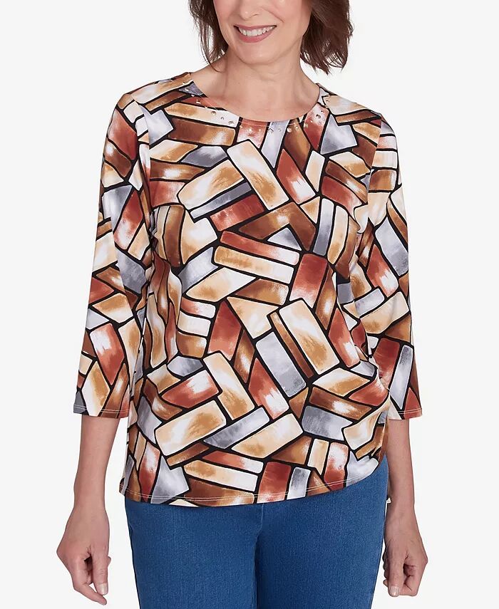 

Футболка с коротким рукавом Petite Key Items Colorblock Alfred Dunner, мультиколор