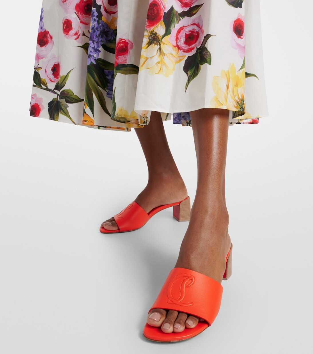 Мюли so cl 55 из тисненой кожи Christian Louboutin, оранжевый — фото 4