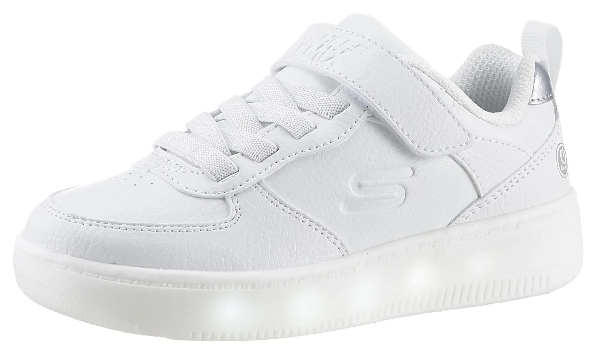 

Детские кроссовки Skechers "Flashing Shoe SPORT COURT 92- SHOW MADDOX", с легкой мигающей функцией, повседневная обувь, полуботинки, туфли на шнуровке Skechers Kids, белый