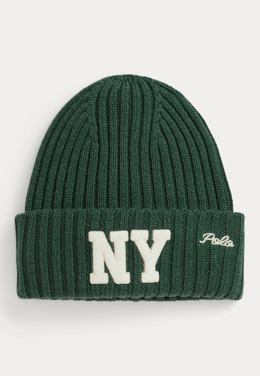 

Шапка Polo Ralph Lauren NY PATCH RIB-KNIT WOOL BEANIE, Washed Forest/Dark Green