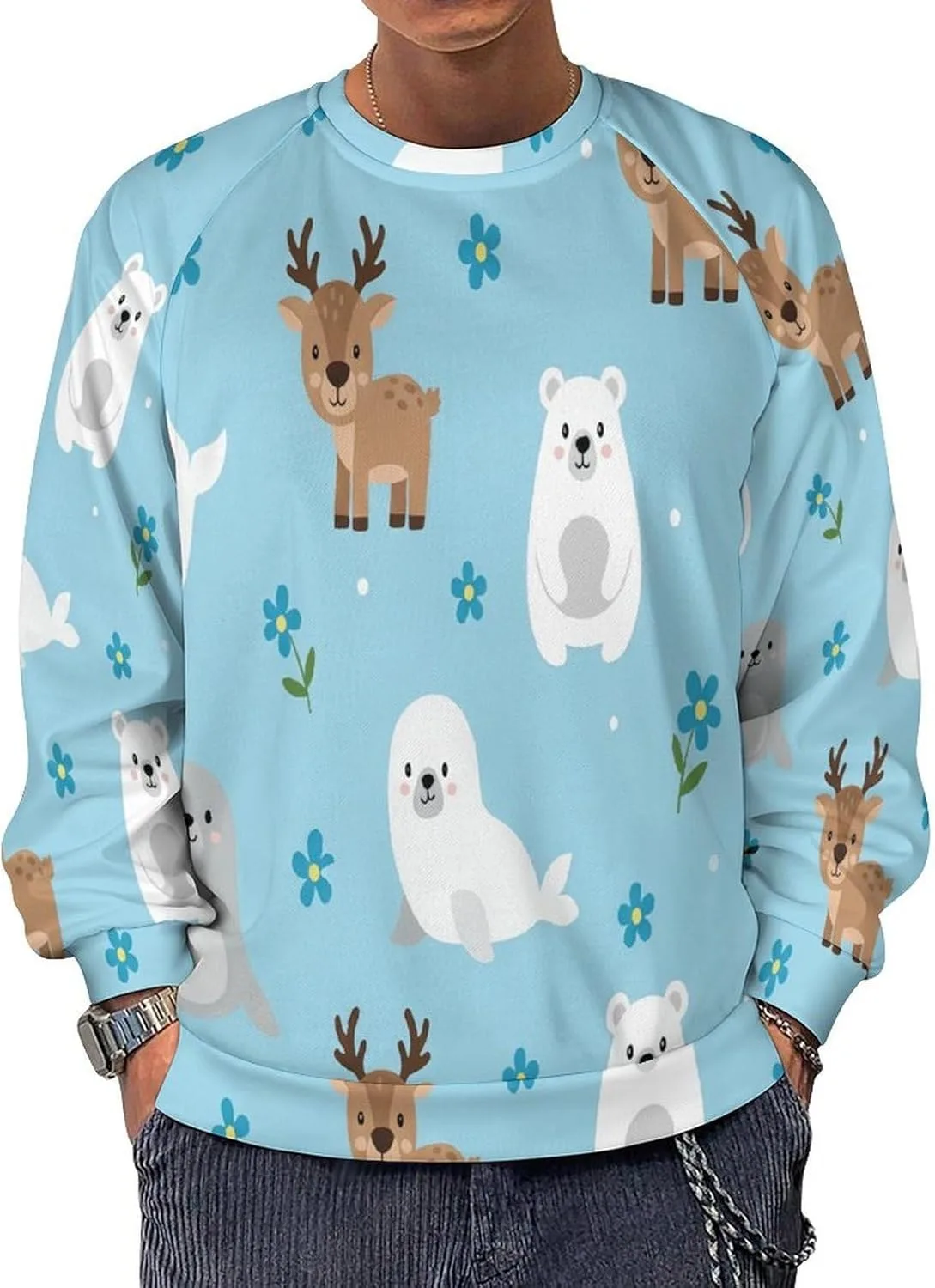 

Cartoon-octopus свитшот для мужчин, Crewneck Pullover (Available in Big & Tall)