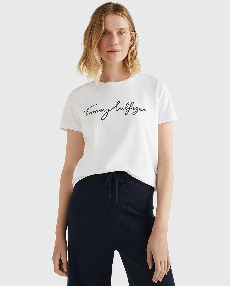 

Базовая женская футболка с принтом Tommy Hilfiger, белый