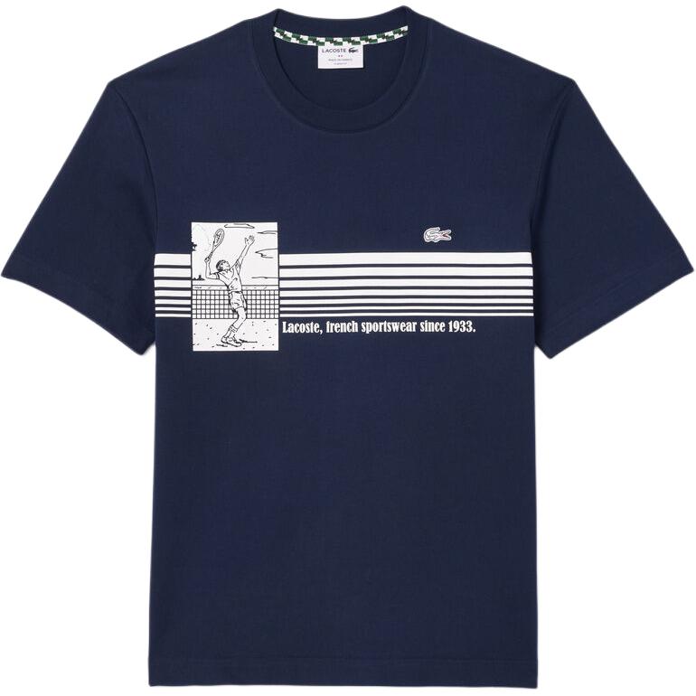 

LACOSTE Синяя хлопковая футболка, Синий, LACOSTE Синяя хлопковая футболка