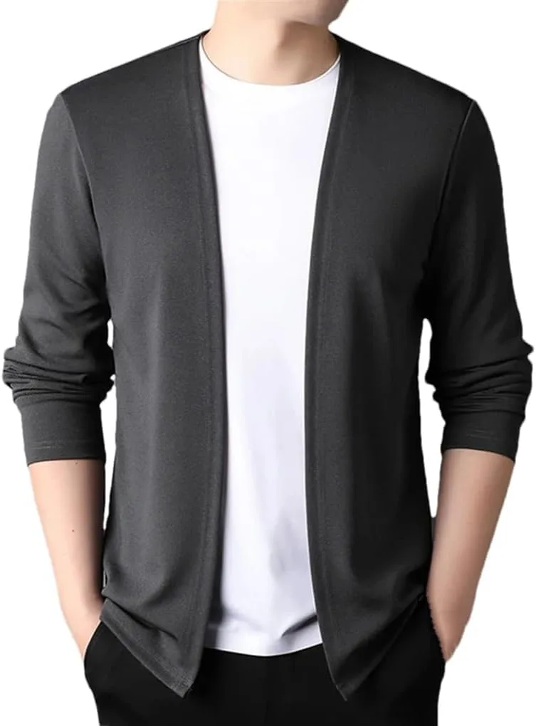 

Мужской кардиган V-образным вырезом ретро приталенный вязаный однотонный