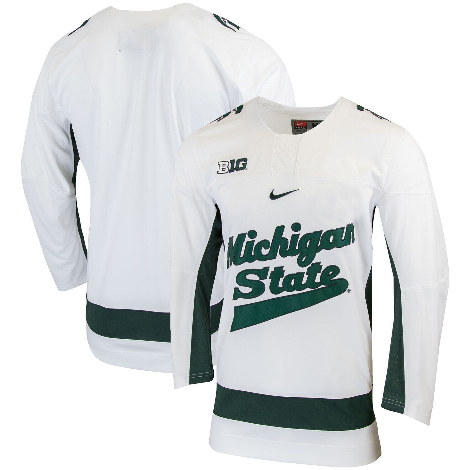 

Мужская белая хоккейная майка колледжа Michigan State Spartans Replica Nike, Белый, Мужская белая хоккейная майка колледжа Michigan State Spartans Replica Nike
