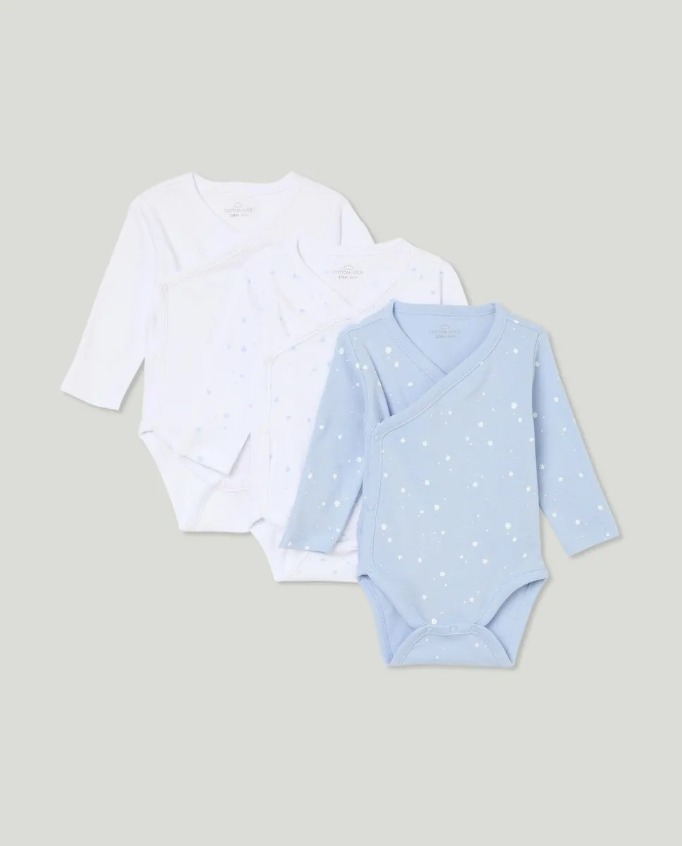 

Упаковка из трех боди с длинными рукавами для девочек Cotton Juice, синий