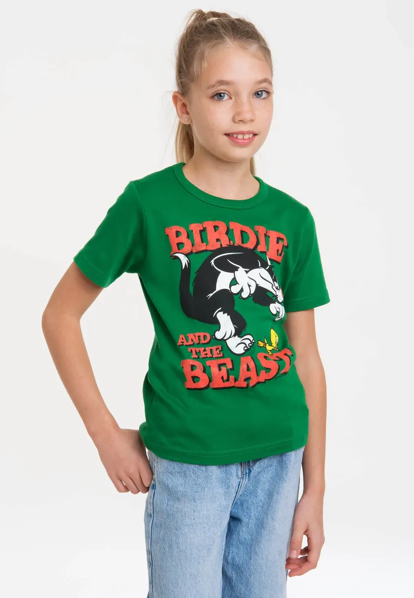 Футболка Logoshirt "Looney Tunes - Sylvester & Tweety" с лицензионным принтом, зеленый — фото 3