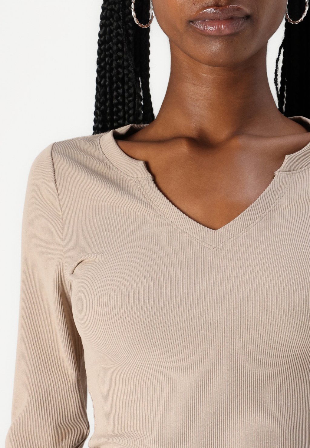

Топ с длинными рукавами SEAMLESS NOTCH NECK Hollister Co., коричневый