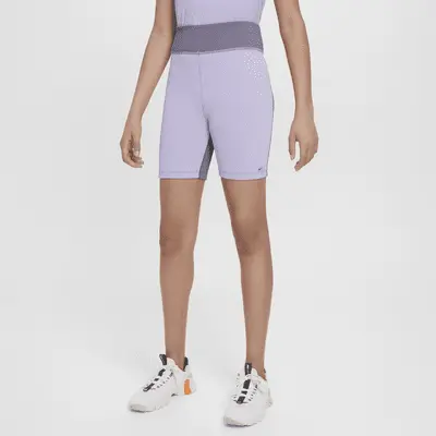 

Шорты Nike One Girls' Dri-FIT Biker Shorts, цвет Hydrangeas/Daybreak