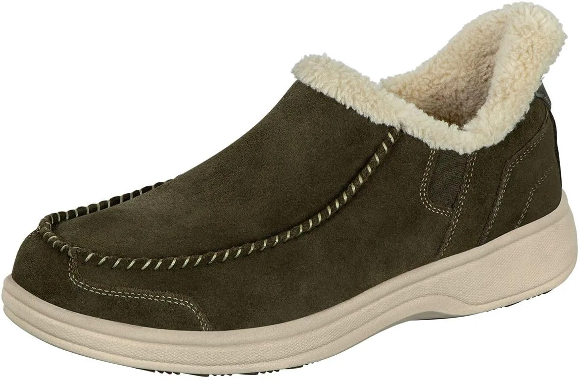 Мужские ортопедические кожаные тапочки Orthofeet Vito без использования рук, темно-оливковый — фото 2