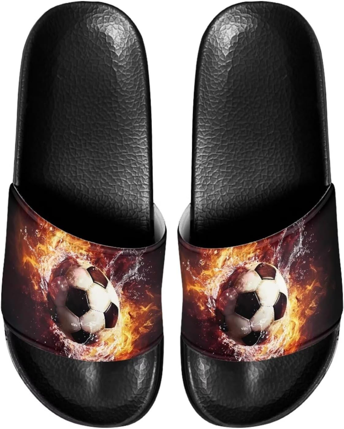 

Мужские шлепанцы на слайде к 4 июля, домашние шлепанцы, противоскользящие, с толстой подошвой, удобные, быстросохнущие для душа, пляжа и спортзала Ocwfudsx, Soccer Flame