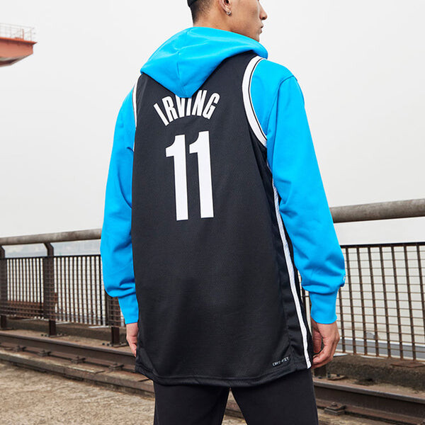 Майка Men's Nike NBA Retro Basketball Jersey/Vest SW Fan Edition Brooklyn Nets Kyrie Irving No. 11 Black, черный — фото 4