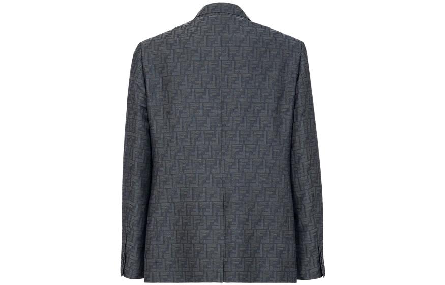FENDI Джемпер с логотипом жаккард однобортный, Blue — фото 4