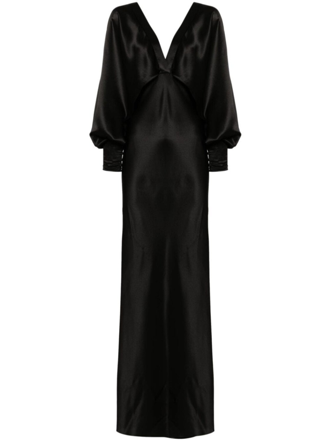 

Saint Laurent атласное платье макси, черный