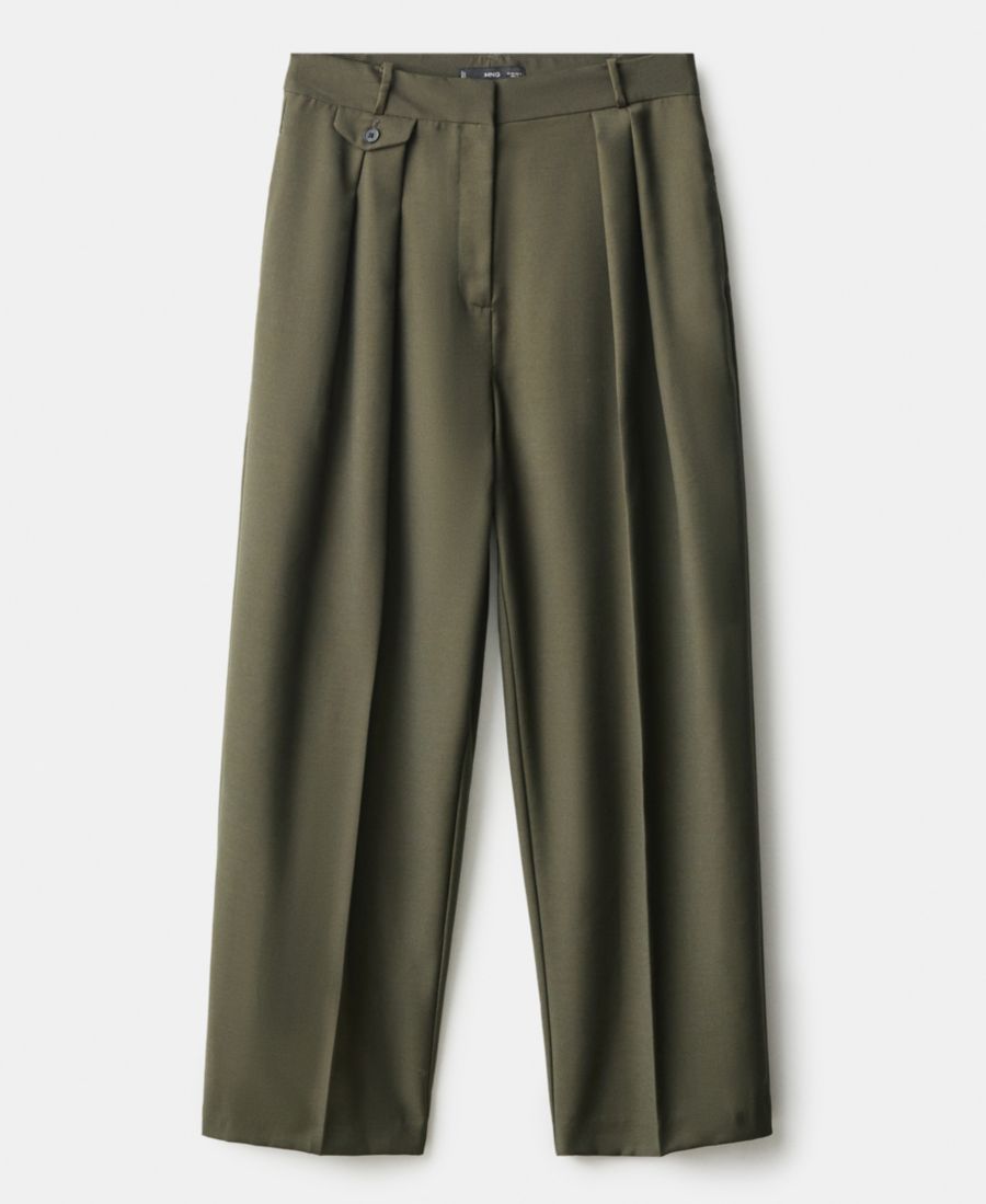 

Женские брюки с пуговицами и складками MANGO, Khaki