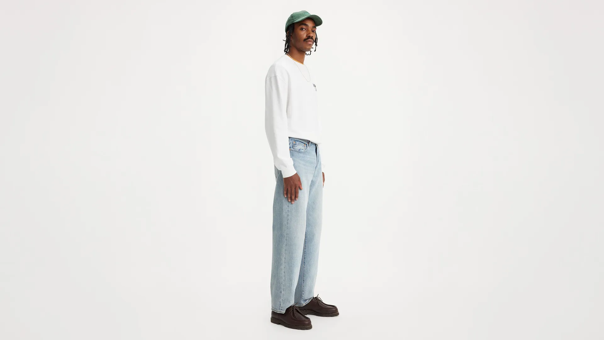 568 свободные прямые мужские джинсы Levi's, цвет Baby Blue Essentials - Light Wash — фото 4