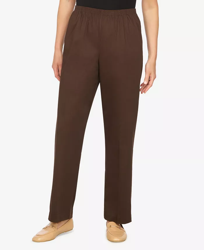 

Узкие повседневные брюки с заниженной талией Petite Mid-Rise Casual Pants Alfred Dunner, коричневый