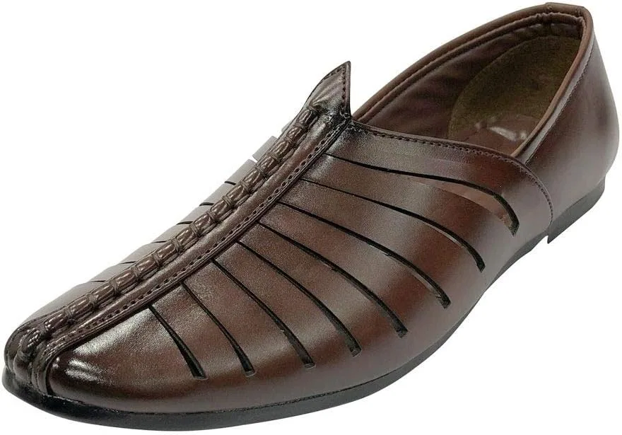 Туфли Mens Punjabi Jutti Breathable Comfortable Indian Sherwani Shoes Step n Style, Brown