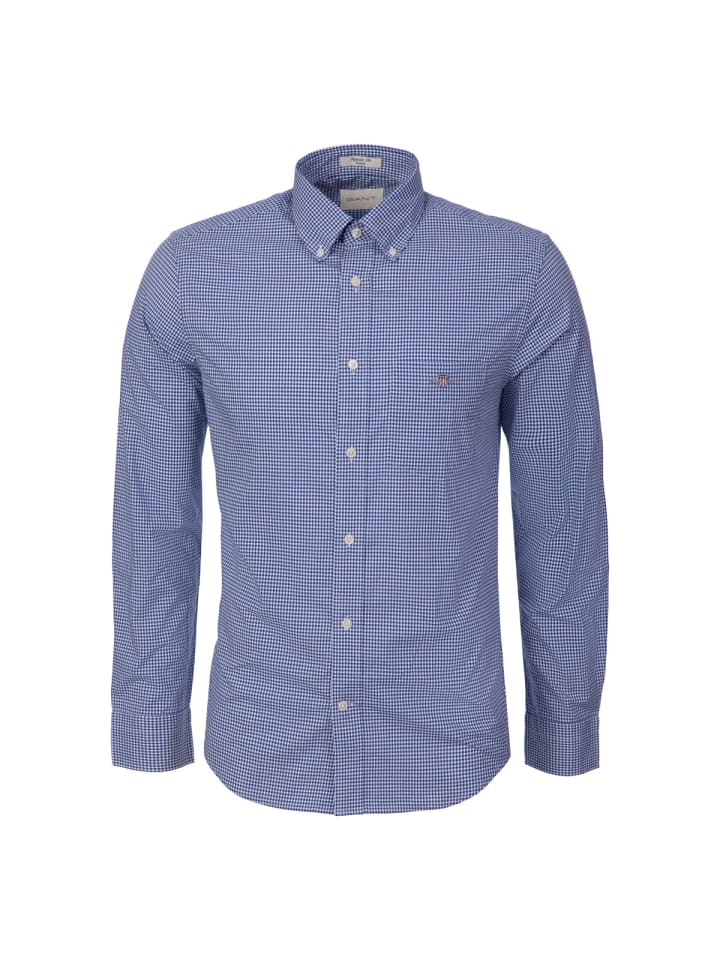 

Gant Рубашка с длинными рукавами Reg Classic Poplin Gingham синего цвета