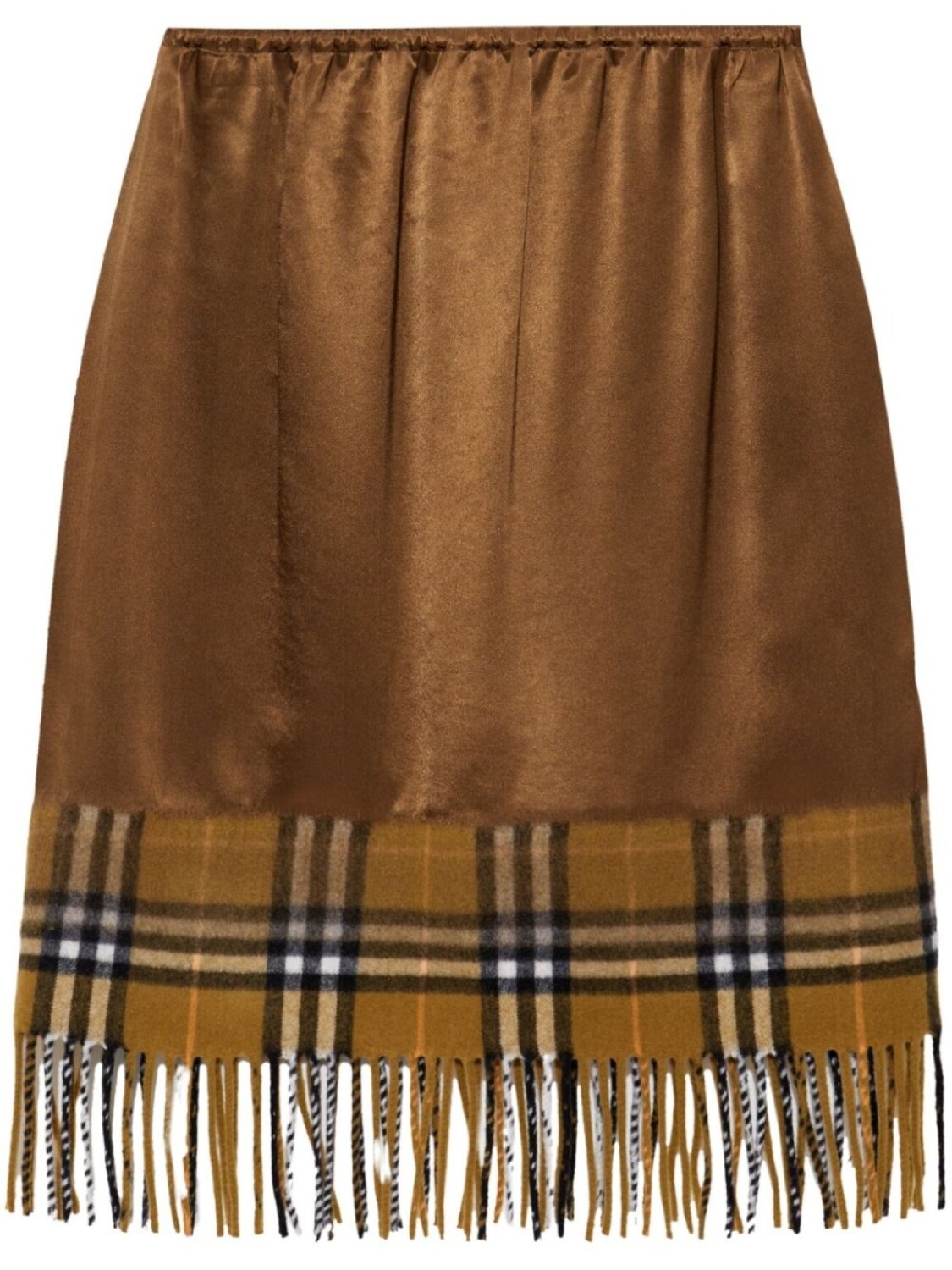

Атласная клетчатая юбка-шарф Burberry, коричневый